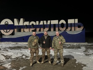 3-й гуманитарный конвой Для СВОих на въезде в г. Мариуполь